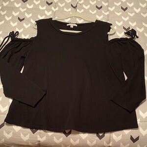 Green Envelope Black Cold Shoulder Blouse